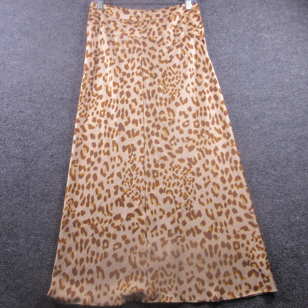 Free People Skirt Womens 8 Brown Leopard Satin Maxi Animal Print Party Casual - Picture 2 of 8